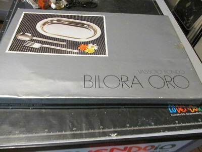 Tablett BILORA GOLD Model INOX 18/10 und GOLD 24K - Tablett Boden und 2 Besteck