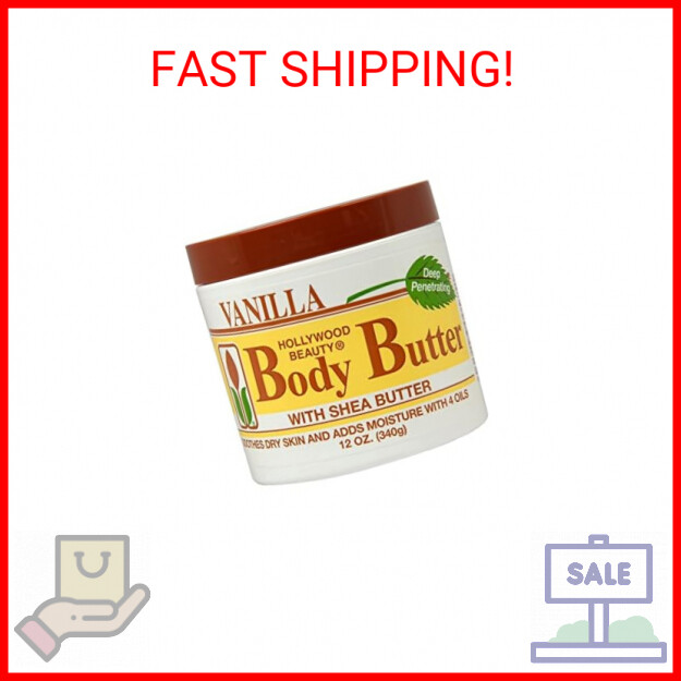 Hollywood Beauty Body Butter With Shea Butter, Vanilla - 12 oz. - Sooth & Moistu