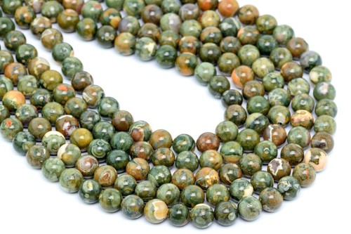 Natural Rainforest Rhyolite Grade AA Round Gemstone Loose Beads 4/6-7/8/10MM - Picture 4 of 11