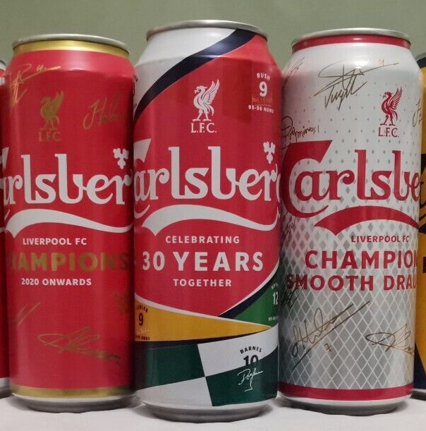⚽🥫🔥 RARE Liverpool Carlsberg Celebrating 30 Years Together Cans