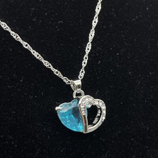 9 Crystal Heart Love Pendant Chain Necklace Silver Choker for Womens Girls