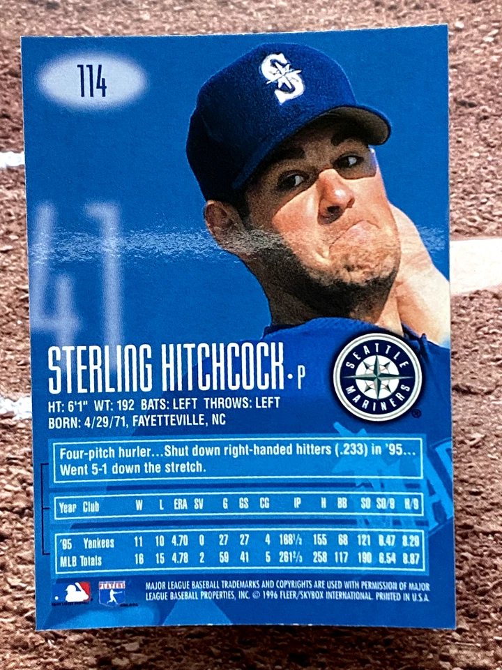 1996 E-Motion XL Sterling Hitchcock #114 Seattle Mariners - Image 2 of 2