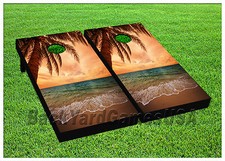Tropical CORNHOLE BEANBAG TOSS GAME w Bags Game Boards Island Beach Paradise 958