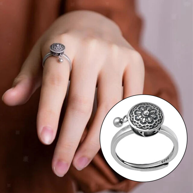 Charm Six-character Mantra Ring Lucky Tibetan Prayer Resizable Jewelry Rings