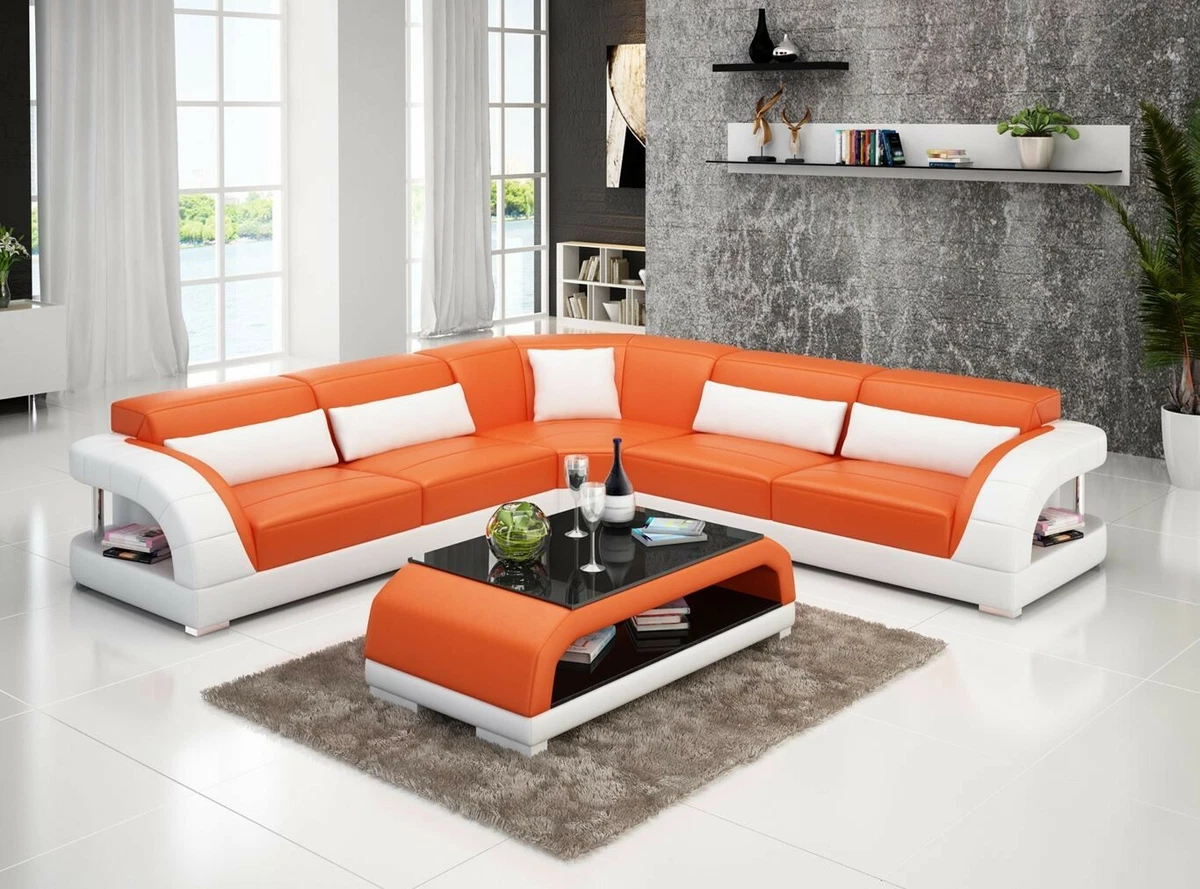 Couch Corner Leather Living Area Set Design Modern Sofa L Shape