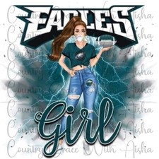 Sublimation Transfer Print Eagles Girl Football Ready To Press Heat Transfer