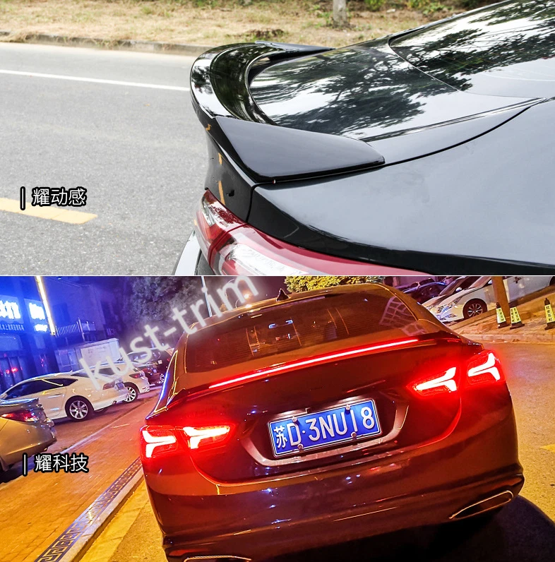 Para Chevrolet Malibu 2019-2022 Plástico ABS Negro Streamer Trasero con Luces Borde Foto 2 de 4