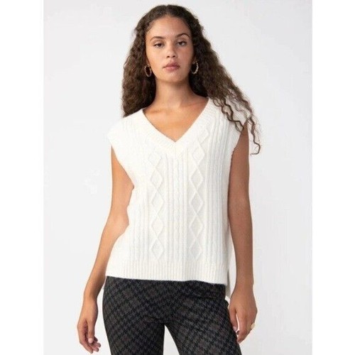 Sanctuary Women's Cozy Cable Sweater Vest women’s top Creme Brul, size XL