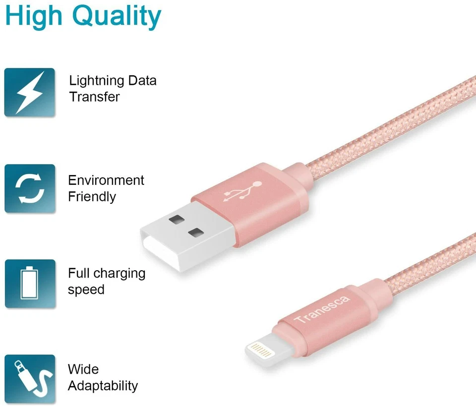 USB-кабель для быстрой зарядки 6 футов для Apple iPhone и iPad Ross золотой упаковка 2 шт. - Изображение 2 из 4