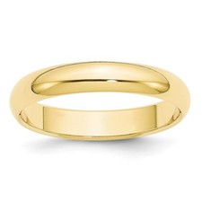 10K Yellow Gold 4mm Half Round Wedding Band Solid Machined Ring Sizes 4 - 14