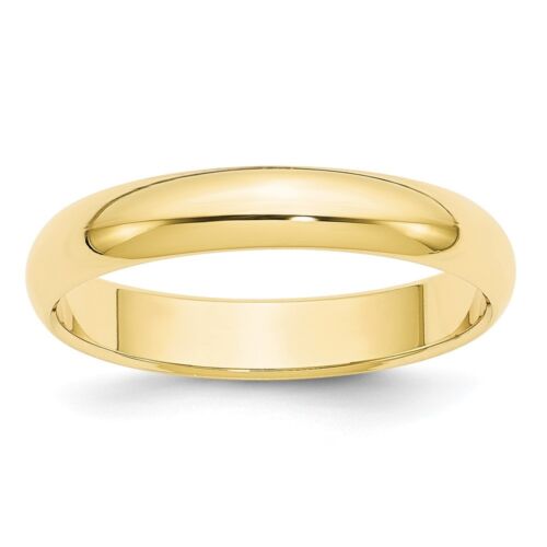 Bague de mariage usinée solide en or jaune 10 carats 4 mm demi ronde tailles 4 - 14 - Photo 1/24