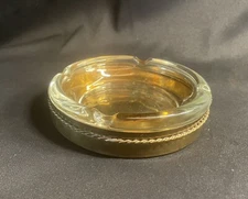 Vintage Brass SEIDEN INTERNATIONAL with Glass Ashtray 6” ~ INDIA