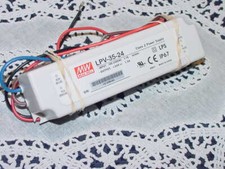 MW Mean Well LPV-35-24 LED Driver Input 100-240Vac, Output 24V 1100mA Max Used 