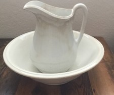 Antique Farmhouse Ironstone Washbowl and Pitcher John Edwards/C.C. Thompson 
