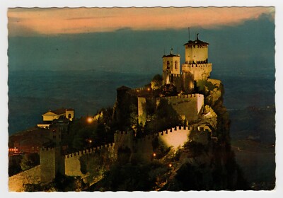 San Marino - Night View of the First Tower on Mount Titan (1970s)
