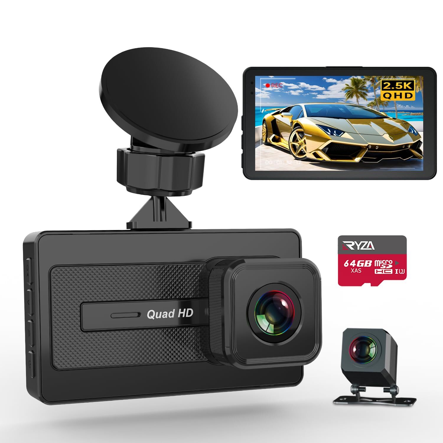 2.5K Dual Dash Cam Front and Rear with 3