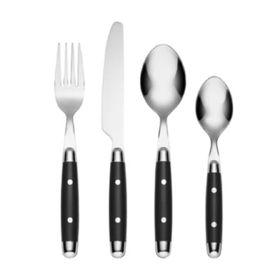Cambridge Stainless Plastic JUBILEE BLACK -  Service for Four - 16pc Set N/O