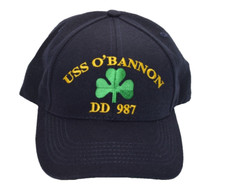 Vintage US Navy Veterans O'Bannon DD 987 Shamrock Ball Cap Hat - Made in the USA