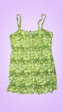 American Eagle Women’s Medium Green Floral Button Front Tie Back Mini Dress