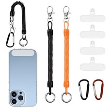 2 Pack Phone Lanyard Tether,Anti Theft Elastic Strap with Carabiners for