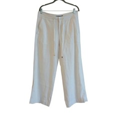LAUREN RALPH LAUREN Black Label 100 Linen Wide Leg Pants Women s 6 Logo Resort
