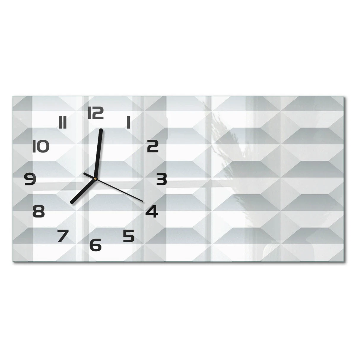 Reloj de Pared Rectangular Vidrio Templado Premium Fondo Geométrico 60x30 cm