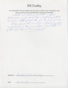 Bill Dudley- Signed Page