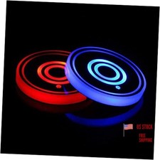 LED Car Cup Holder Lights - 7 Colors Changing USB Charging Mat - Style 2