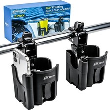 Synceduo Boat Rail Cup Holder Phone Holder, 360&deg;Adjustable Pontoon Cup Holders