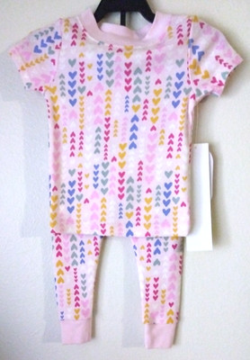 New Wondernation Girls Toddlers pajamas cotton pink heart 12 months
