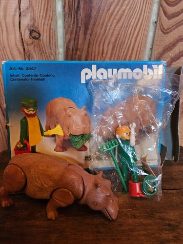 Vintage Retired Klicky 1970's PLAYMOBIL ZOO 3547 HYPPOS & KEEPER 1981 Rare # NU