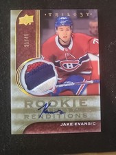 20-21 Trilogy  Jake Evans Rookie Renditions Gold  3 Color Patch Auto RR-15  /49