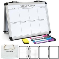 4 Sided Foldable Whiteboards Calendar, 17"x13" Desktop Whiteboard, Integratin...