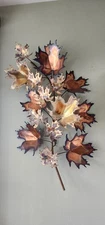 Vtg MCM Signed Curtis Jere Metal Leaf Wall Sculpture Copper Bronze Mixed Metal