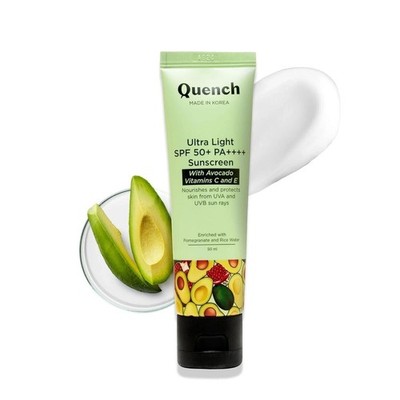 Quench Vitamin E Ultra Light SPF 50+ PA++++ Sunscreen Glowing Skin 50ml