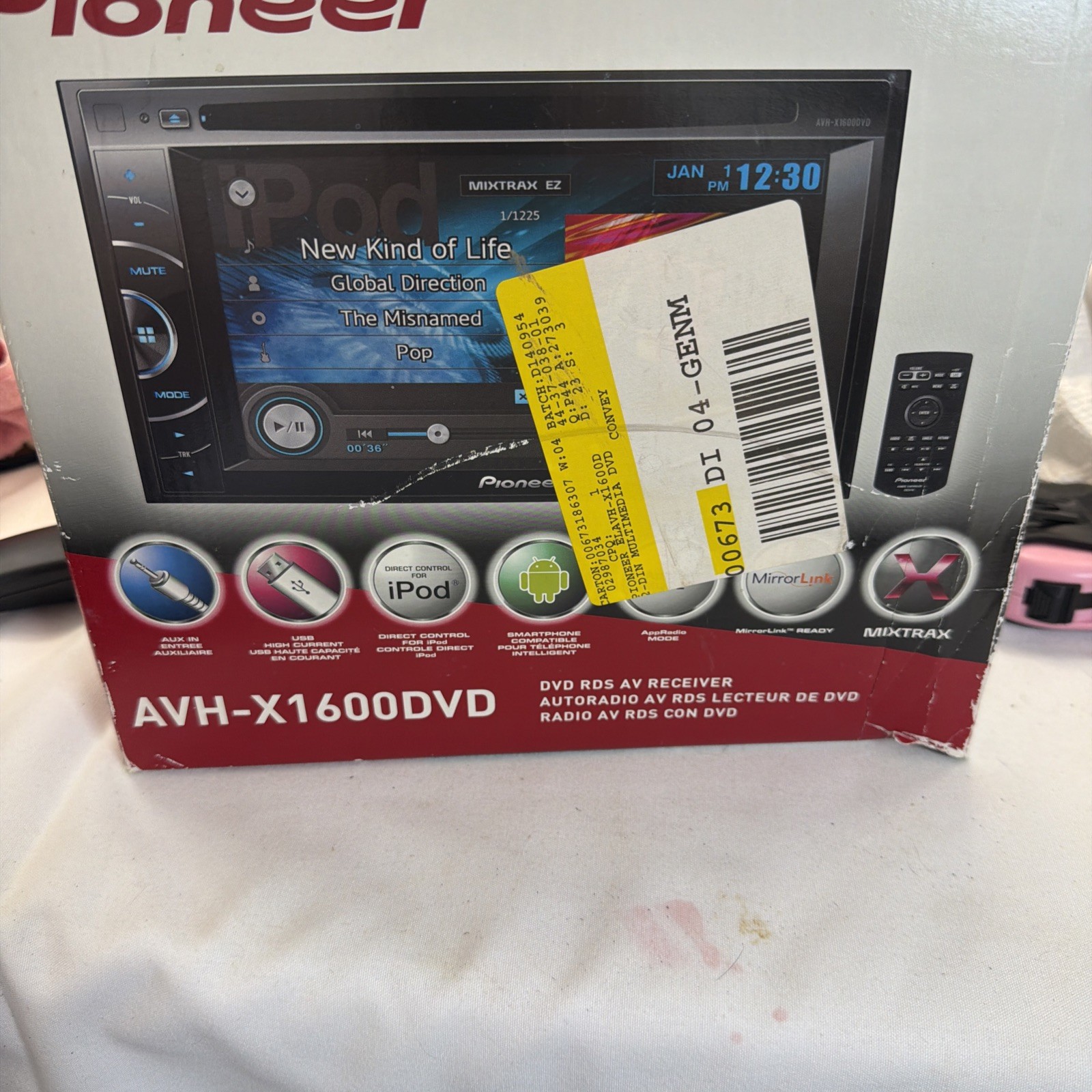 Pioneer AVH-X1600DVD Bluetooth DVD CD Android iPhone XM AM FM USB Aux
