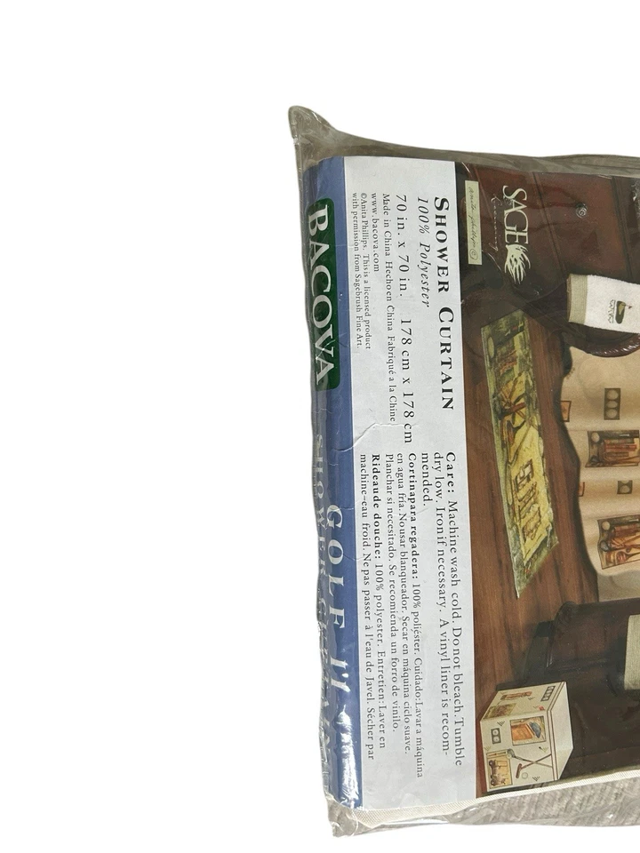 NUEVO CON ETIQUETAS CORTINA DE DUCHA BACOVA GOLF ll panel único mezcla de poliéster 70X70 Foto 2 de 4