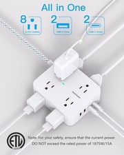 Surge Protector Power Strip - HANYCONY 8 Outlets 4 USB 2 USB C Charging Ports