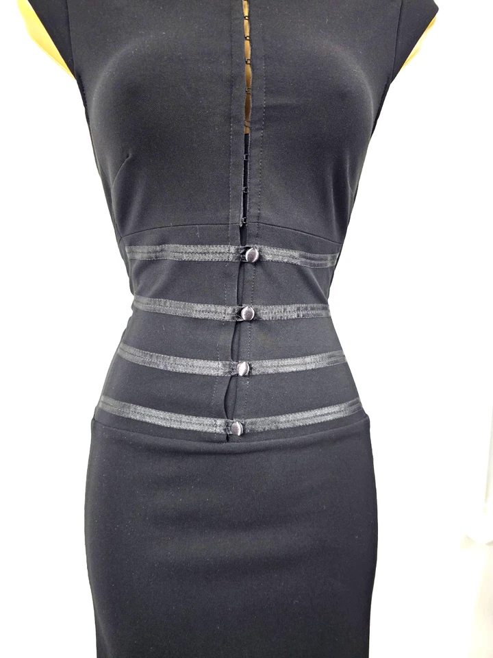 Karen Millen 14 UK Vintage Black Cheongsam Geisha Oriental Chinese Pencil Dress - Image 4 of 4