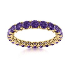 925 Sterling Silver Round Natural Amethyst February Birth Infinity New Ring