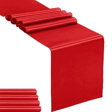 5-PCS 12x108 Inch Red Satin Table Runner for Wedding Birthday Parties Banquets