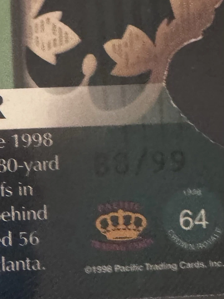 1998 Pacific Crown Royale Limited Series 88/99 Andre Rison #64 - Image 4 of 4