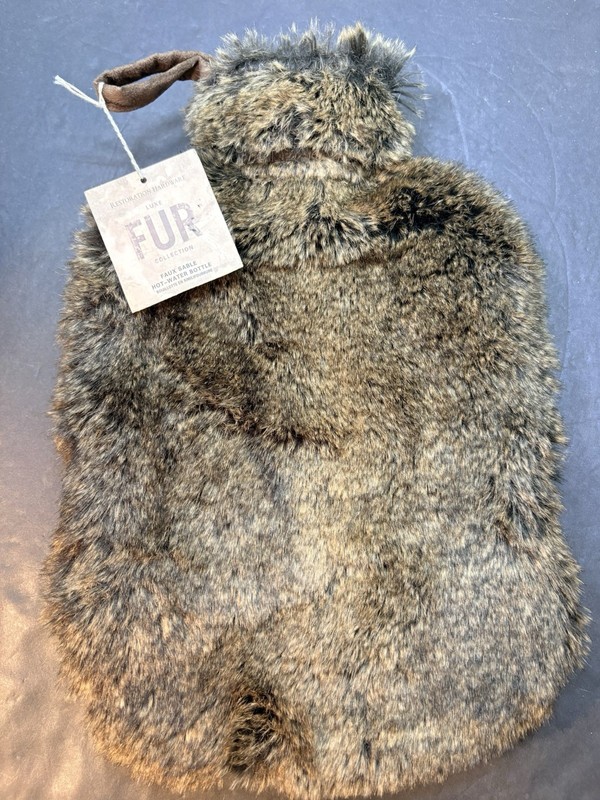 Restoration Hardware Luxe Faux Sable Fur Hot Water Bottle 