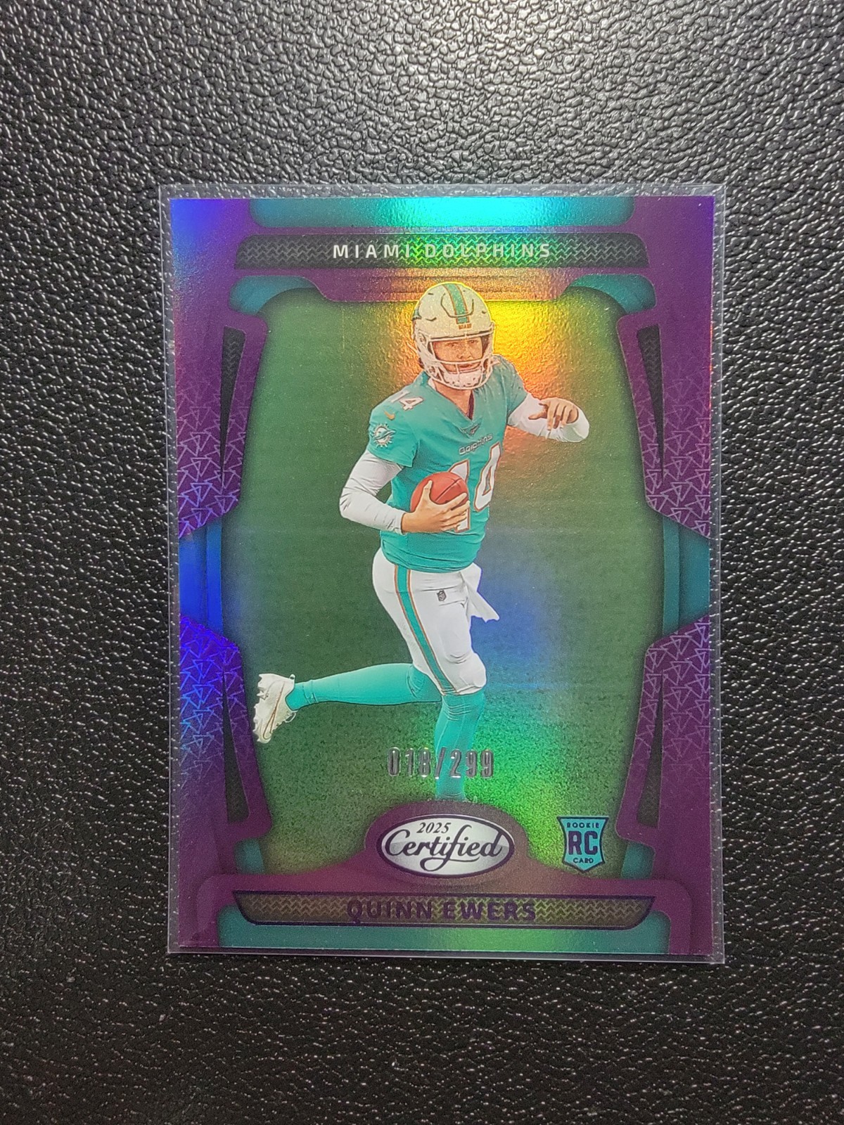 🔥Quinn Ewers 2025 Panini Certified 18/299 MIRROR PURPLE MIAMI DOLPHINS RC 111🔥