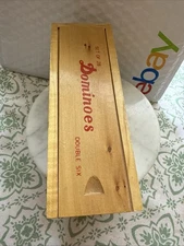 Vintage Dominoes Double Six Set of 28 Wooden Dovetailed Wood Wooden Box Domino