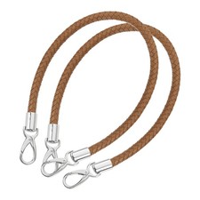 2Pcs 60cm Short Leather PU Braided Purse Replacement Coffee Silver