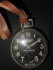 Vtg WESTCLOX Scotty Dial Pocket Watch Luminous USA with Leather Rope Works