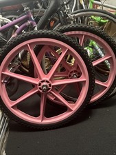 Vintage Skyway Tuff Wheels 24in Pink Bmx Wheel Set W Cheng Shine Tire - Og Mags