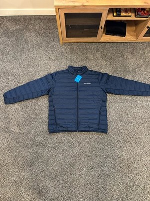 Columbia Men s XXLarge Heritage Peak Duck Down Jacket W/ Heat Seal Navy Blue