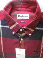 Image of Barbour l/sleeved shirt 100% Cotton. Navy/Red check. Size L. BNWT rrp £80